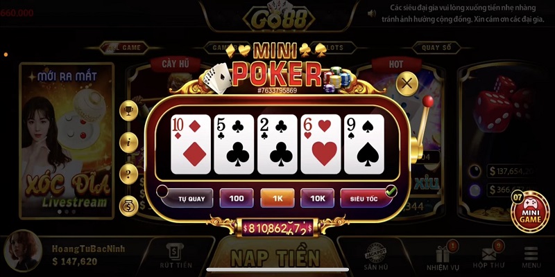 Bật Mí Cách Chơi Nổ Hũ Mini Poker GO88 Thắng Lớn