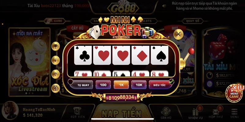 Luật chơi Nổ Hũ Mini Poker GO88 cơ bản